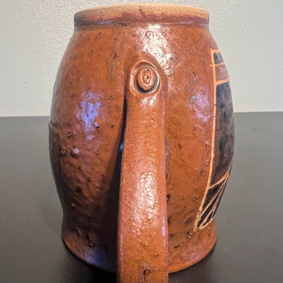 Handcrafted Wheel-Thrown Earthy Tone Pottery Mug w/ Tree Motif ~ Artist Signed - Picture 2 of 9
